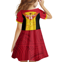 Custom Papua New Guinea Rubgby Kid Short Sleeve Dress Pacific 2023 Go PNG Kumuls LT14 - Polynesian Pride