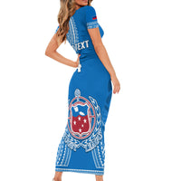 Custom Samoa Rugby Short Sleeve Bodycon Dress Pacific 2023 Go Toa Samoa LT14 - Polynesian Pride