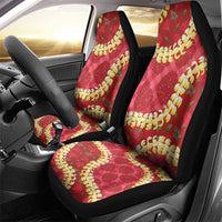 Red Palaka Hawaii Mele Kalikimaka Car Seat Cover Ohia Lehua Monstera Puakenikeni Lei LT14 - Polynesian Pride