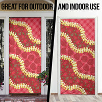 Red Palaka Hawaii Mele Kalikimaka Door Cover Ohia Lehua Monstera Puakenikeni Lei LT14 - Polynesian Pride