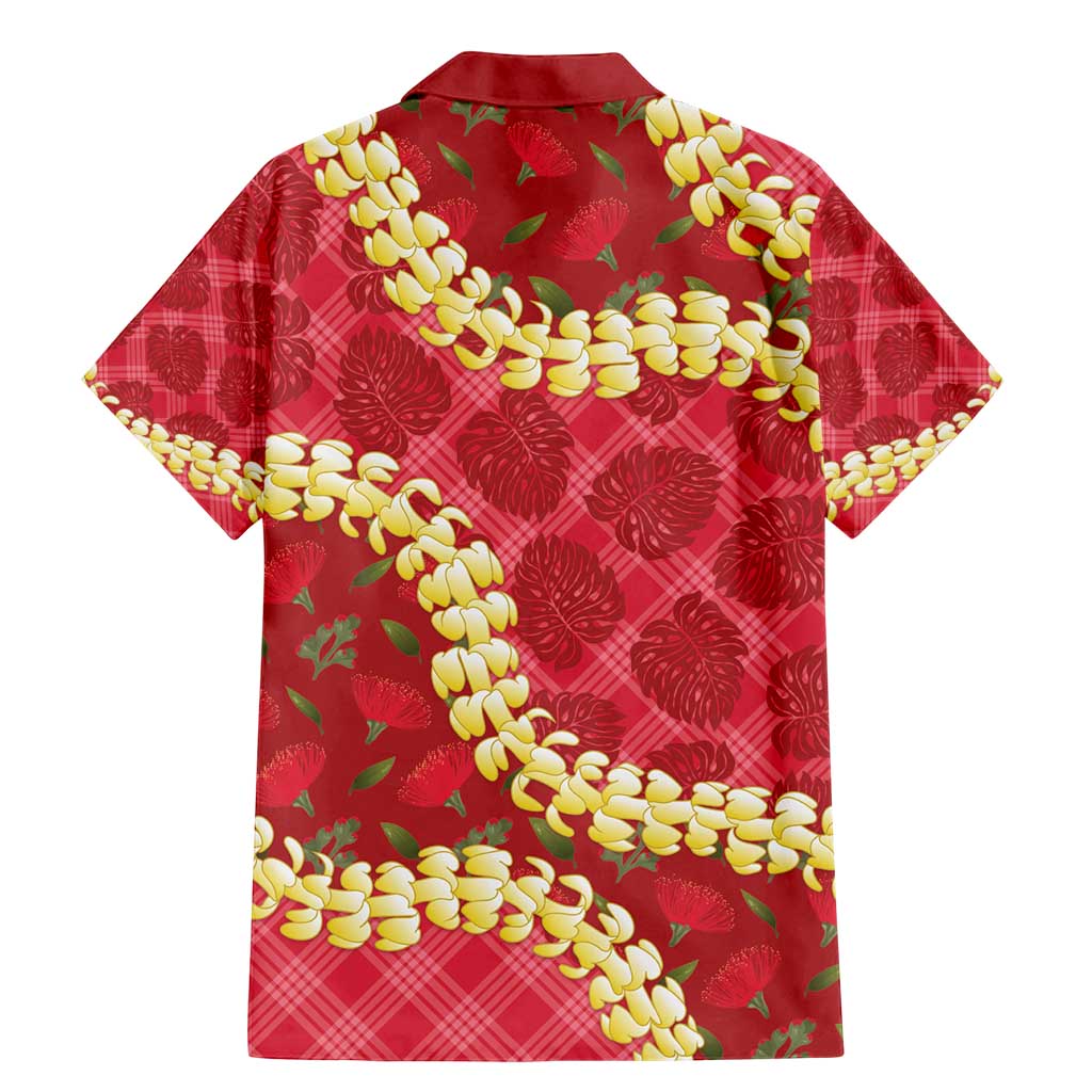 Red Palaka Hawaii Mele Kalikimaka Family Matching Mermaid Dress and Hawaiian Shirt Ohia Lehua Monstera Puakenikeni Lei LT14 - Polynesian Pride
