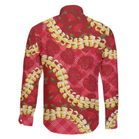 Red Palaka Hawaii Mele Kalikimaka Family Matching Puletasi and Hawaiian Shirt Ohia Lehua Monstera Puakenikeni Lei LT14 - Polynesian Pride