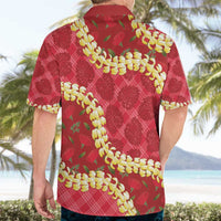Red Palaka Hawaii Mele Kalikimaka Hawaiian Shirt Ohia Lehua Monstera Puakenikeni Lei LT14 - Polynesian Pride