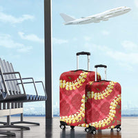 Red Palaka Hawaii Mele Kalikimaka Luggage Cover Ohia Lehua Monstera Puakenikeni Lei LT14 - Polynesian Pride