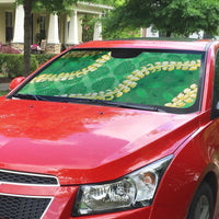 Green Palaka Hawaii Mele Kalikimaka Auto Sun Shade Ohia Lehua Monstera Puakenikeni Lei - Polynesian Pride