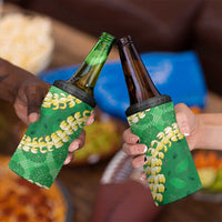 Green Palaka Hawaii Mele Kalikimaka 4 in 1 Can Cooler Tumbler Ohia Lehua Monstera Puakenikeni Lei LT14 - Polynesian Pride