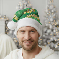 Green Palaka Hawaii Mele Kalikimaka Christmas Santa Hat Ohia Lehua Monstera Puakenikeni Lei LT14 - Polynesian Pride