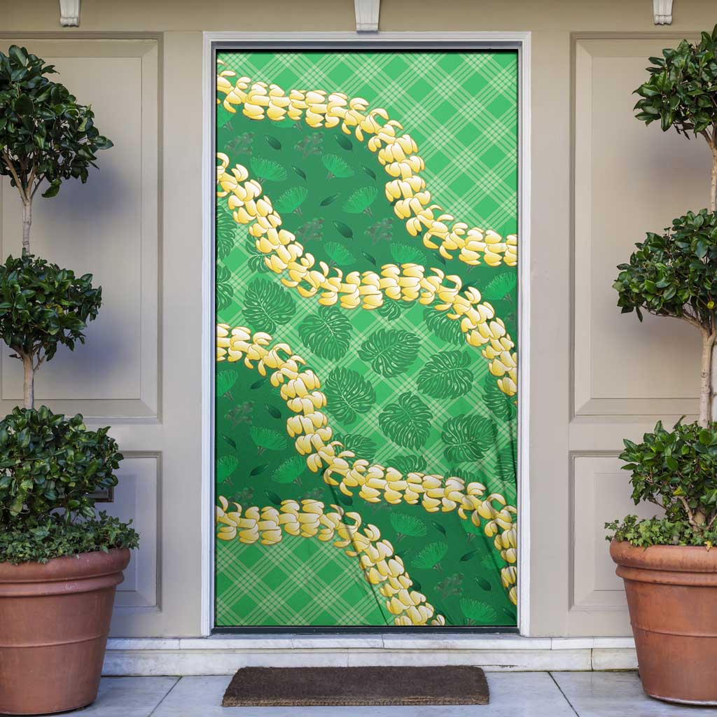 Green Palaka Hawaii Mele Kalikimaka Door Cover Ohia Lehua Monstera Puakenikeni Lei LT14 Green - Polynesian Pride