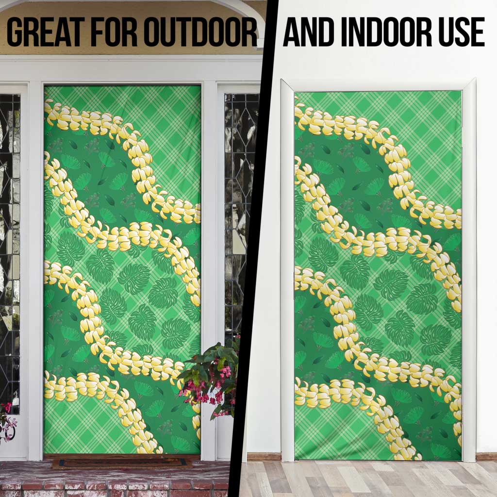 Green Palaka Hawaii Mele Kalikimaka Door Cover Ohia Lehua Monstera Puakenikeni Lei LT14 - Polynesian Pride