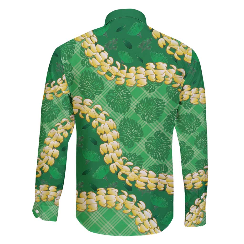 Green Palaka Hawaii Mele Kalikimaka Family Matching Summer Maxi Dress and Hawaiian Shirt Ohia Lehua Monstera Puakenikeni Lei LT14 - Polynesian Pride