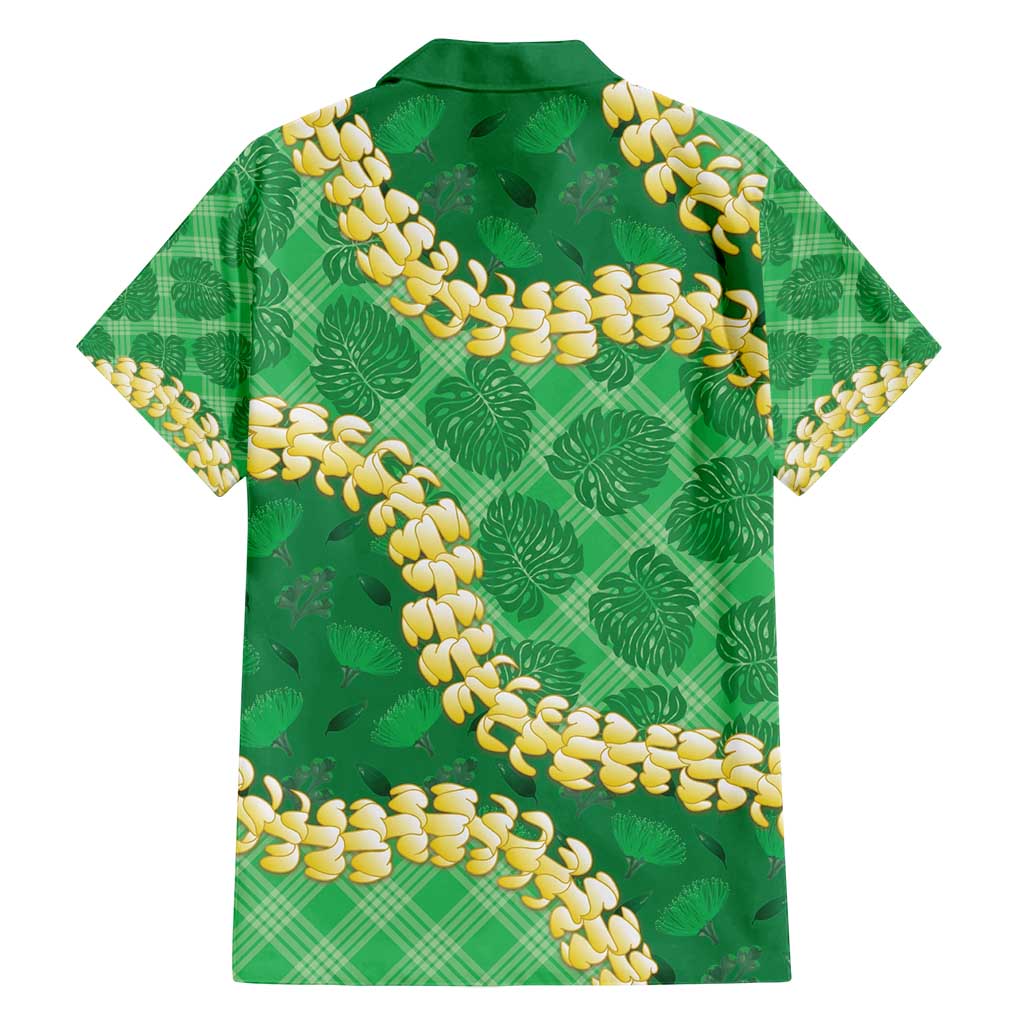 Green Palaka Hawaii Mele Kalikimaka Family Matching Tank Maxi Dress and Hawaiian Shirt Ohia Lehua Monstera Puakenikeni Lei LT14 - Polynesian Pride
