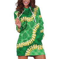 Green Palaka Hawaii Mele Kalikimaka Hoodie Dress Ohia Lehua Monstera Puakenikeni Lei LT14 Green - Polynesian Pride