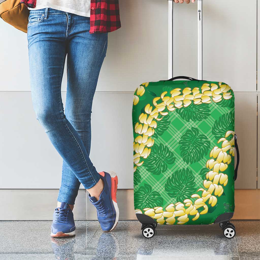 Green Palaka Hawaii Mele Kalikimaka Luggage Cover Ohia Lehua Monstera Puakenikeni Lei LT14 - Polynesian Pride