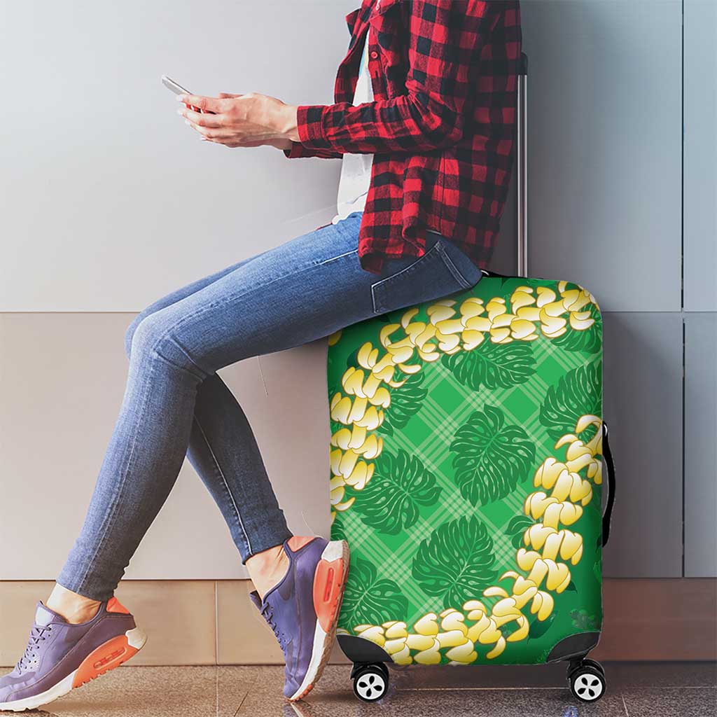 Green Palaka Hawaii Mele Kalikimaka Luggage Cover Ohia Lehua Monstera Puakenikeni Lei LT14 - Polynesian Pride