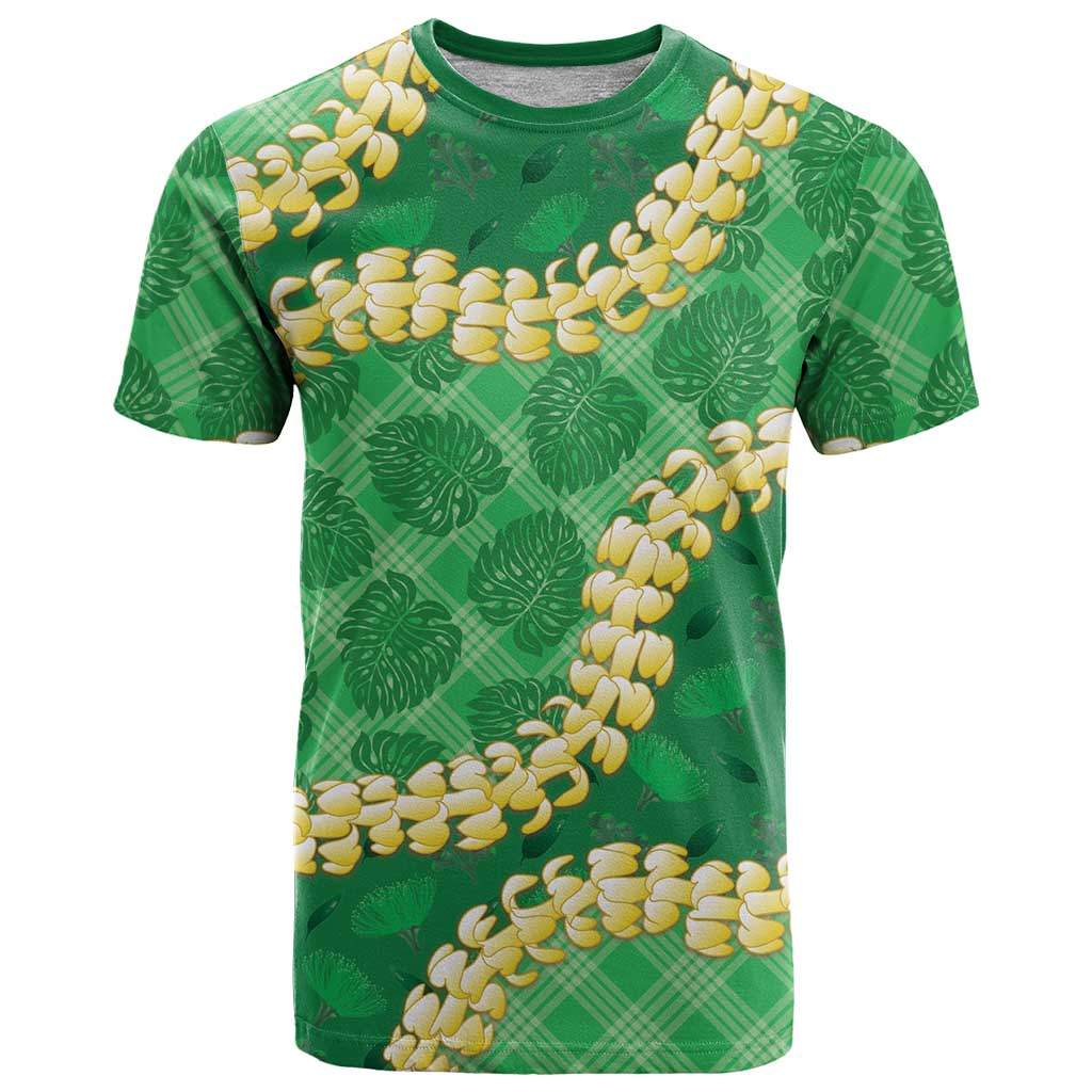 Green Palaka Hawaii Mele Kalikimaka T Shirt Ohia Lehua Monstera Puakenikeni Lei LT14 Green - Polynesian Pride