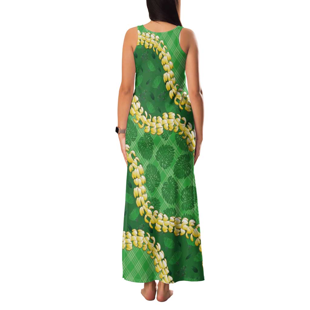 Green Palaka Hawaii Mele Kalikimaka Tank Maxi Dress Ohia Lehua Monstera Puakenikeni Lei LT14 - Polynesian Pride