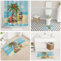 Hawaii Christmas Mele Kalikimaka Bathroom Set Festive Palm Chilling Santa With Surfboard LT14 - Polynesian Pride