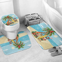 Hawaii Christmas Mele Kalikimaka Bathroom Set Festive Palm Chilling Santa With Surfboard LT14 Mat Set Only (3 pcs) One Size Blue - Polynesian Pride