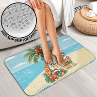 Hawaii Christmas Mele Kalikimaka Bathroom Set Festive Palm Chilling Santa With Surfboard LT14 - Polynesian Pride
