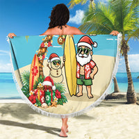 Hawaii Christmas Mele Kalikimaka Beach Blanket Festive Palm Chilling Santa With Surfboard LT14 - Polynesian Pride