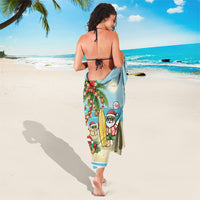 Hawaii Christmas Mele Kalikimaka Sarong Festive Palm Chilling Santa With Surfboard LT14 - Polynesian Pride
