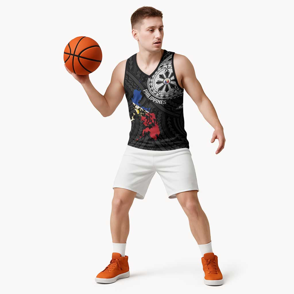 Philippines Strong Basketball Jersey Filipino Map Polynesian Tattoo - Polynesian Pride