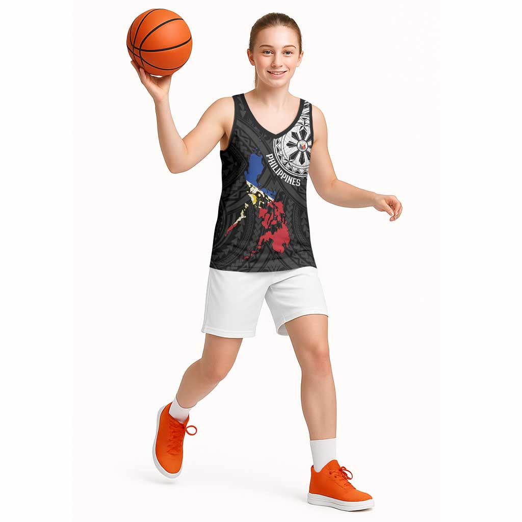 Philippines Strong Basketball Jersey Filipino Map Polynesian Tattoo - Polynesian Pride