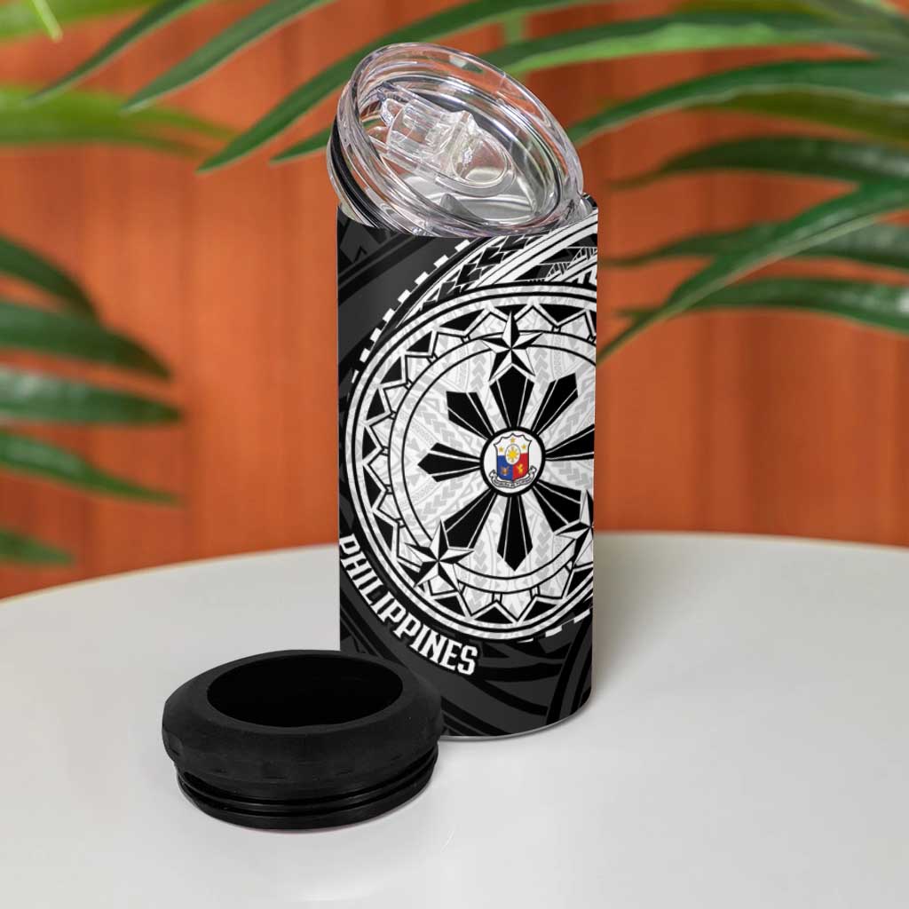 Philippines Strong 4 in 1 Can Cooler Tumbler Filipino Map Polynesian Tattoo - Polynesian Pride