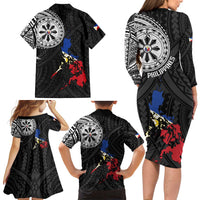 Philippines Strong Family Matching Long Sleeve Bodycon Dress and Hawaiian Shirt Filipino Map Polynesian Tattoo LT14 - Polynesian Pride