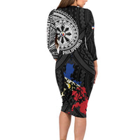 Philippines Strong Family Matching Long Sleeve Bodycon Dress and Hawaiian Shirt Filipino Map Polynesian Tattoo LT14 - Polynesian Pride