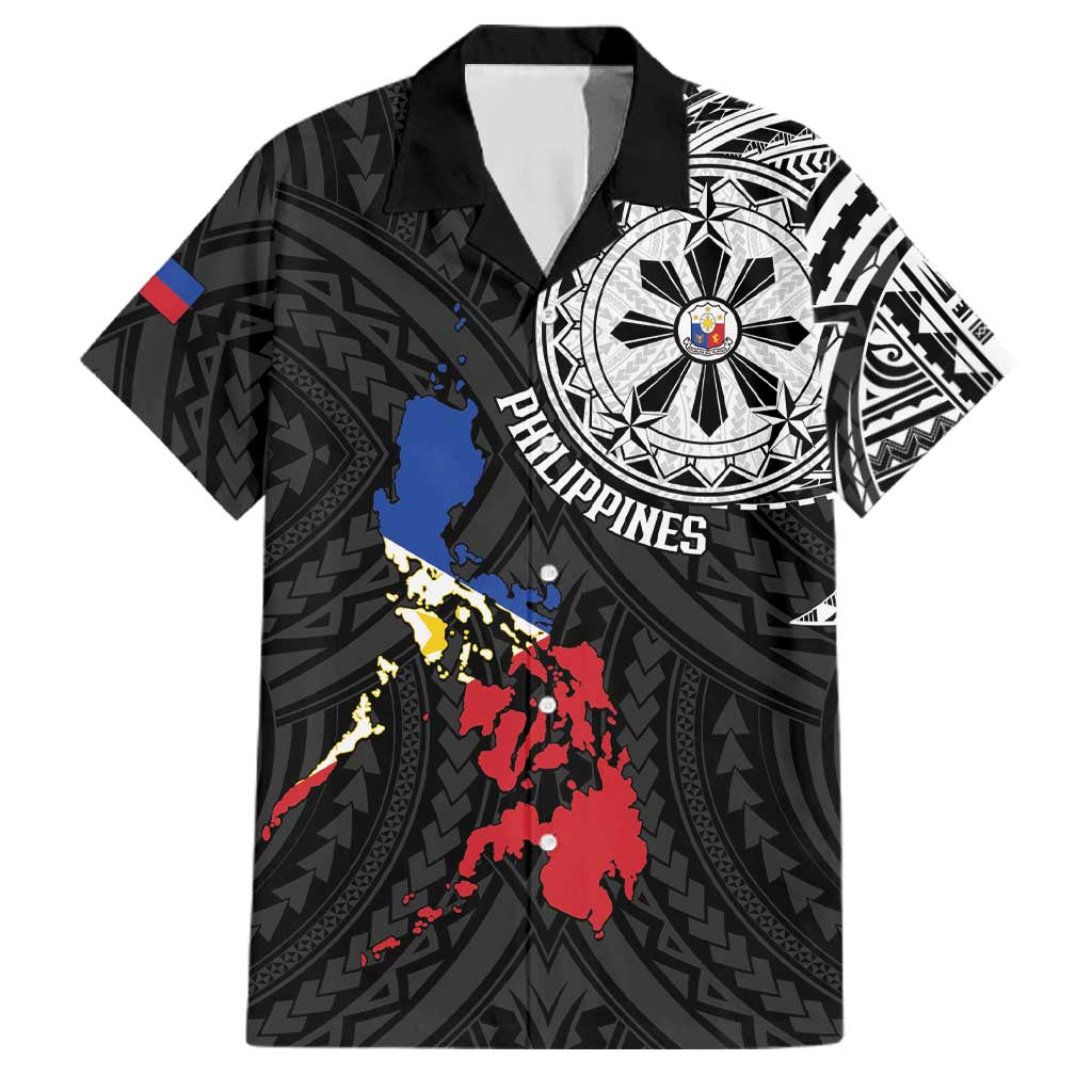 Philippines Strong Family Matching Off Shoulder Maxi Dress and Hawaiian Shirt Filipino Map Polynesian Tattoo - Polynesian Pride