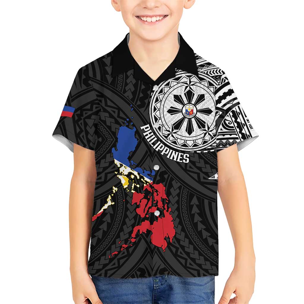 Philippines Strong Family Matching Off Shoulder Maxi Dress and Hawaiian Shirt Filipino Map Polynesian Tattoo - Polynesian Pride