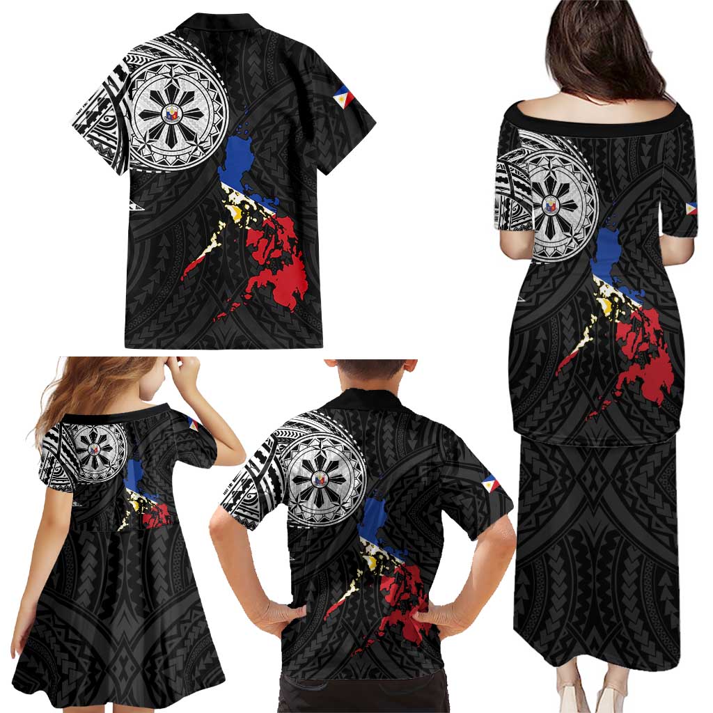 Philippines Strong Family Matching Puletasi and Hawaiian Shirt Filipino Map Polynesian Tattoo - Polynesian Pride
