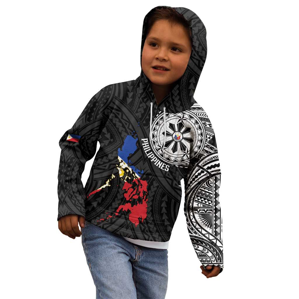 Philippines Strong Kid Hoodie Filipino Map Polynesian Tattoo - Polynesian Pride