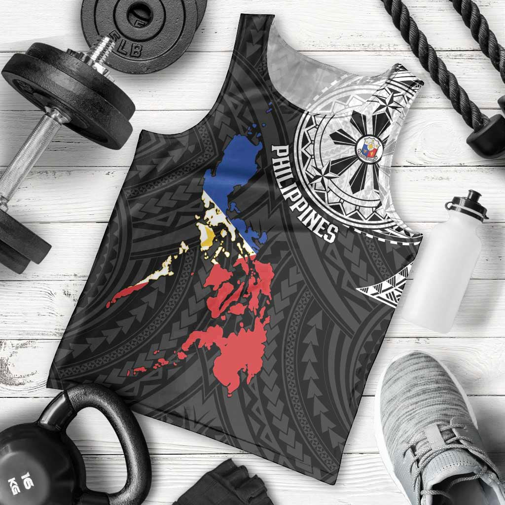 Philippines Strong Men Tank Top Filipino Map Polynesian Tattoo - Polynesian Pride