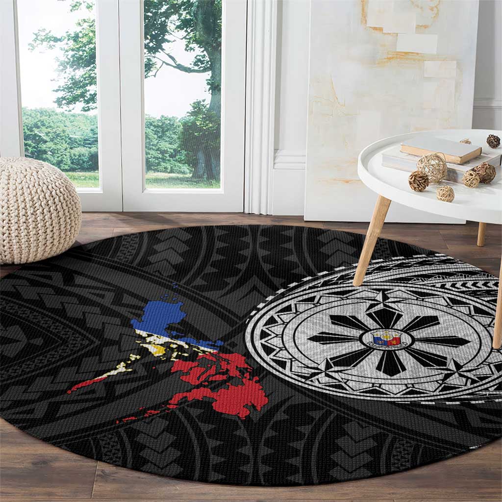 Philippines Strong Round Carpet Filipino Map Polynesian Tattoo - Polynesian Pride