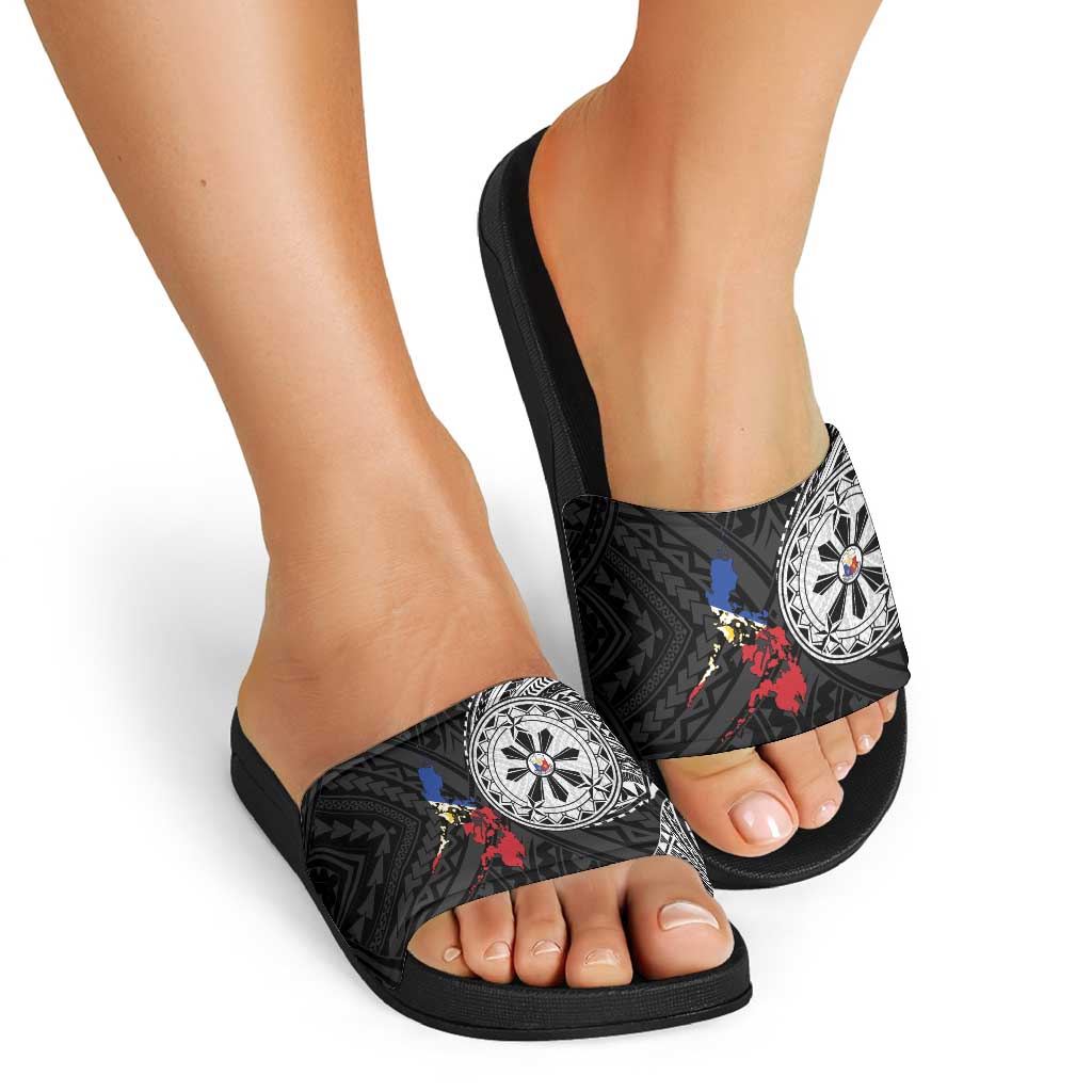 Philippines Strong Slide Sandals Filipino Map Polynesian Tattoo - Polynesian Pride