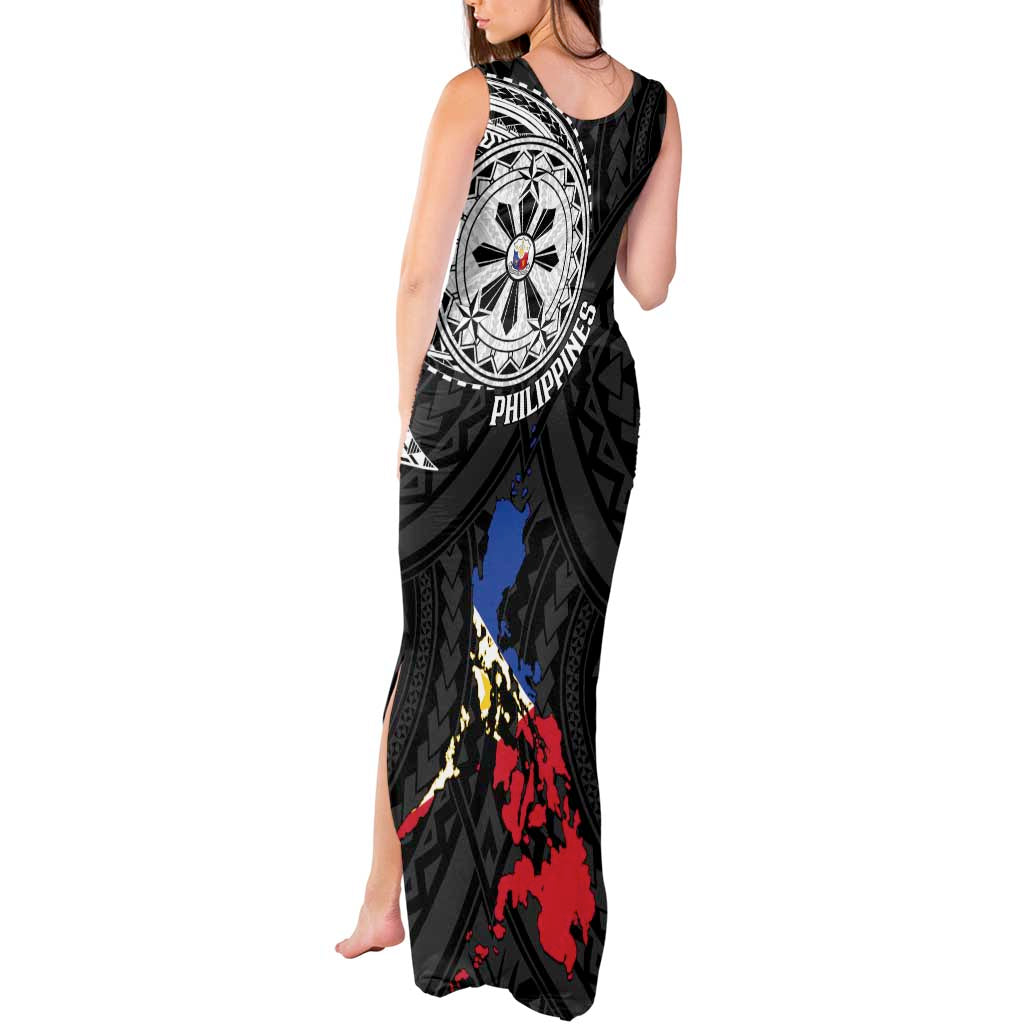 Philippines Strong Tank Maxi Dress Filipino Map Polynesian Tattoo - Polynesian Pride