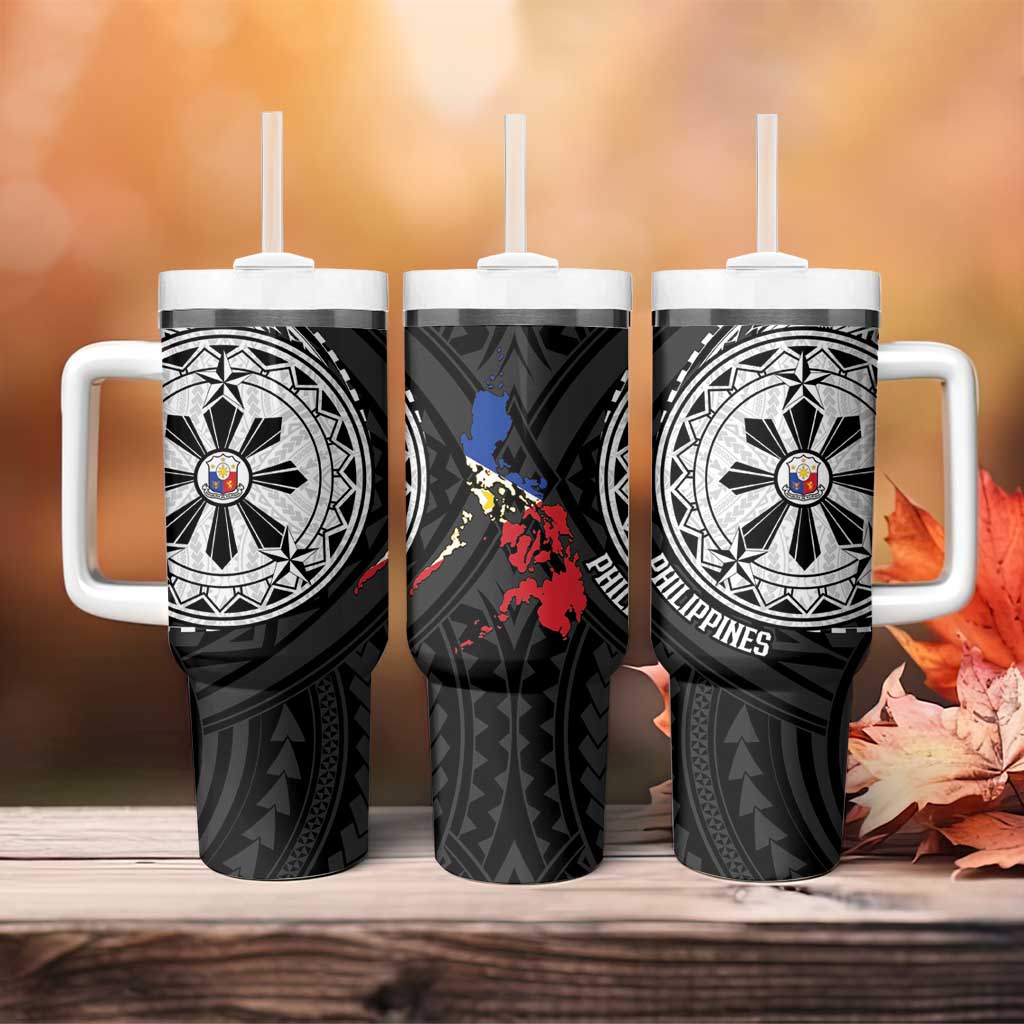 Philippines Strong Tumbler With Handle Filipino Map Polynesian Tattoo - Polynesian Pride