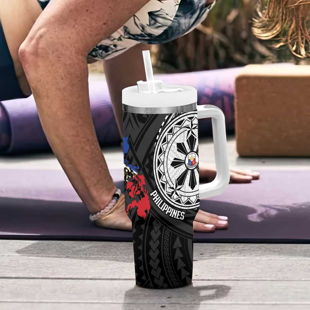 Philippines Strong Tumbler With Handle Filipino Map Polynesian Tattoo - Polynesian Pride