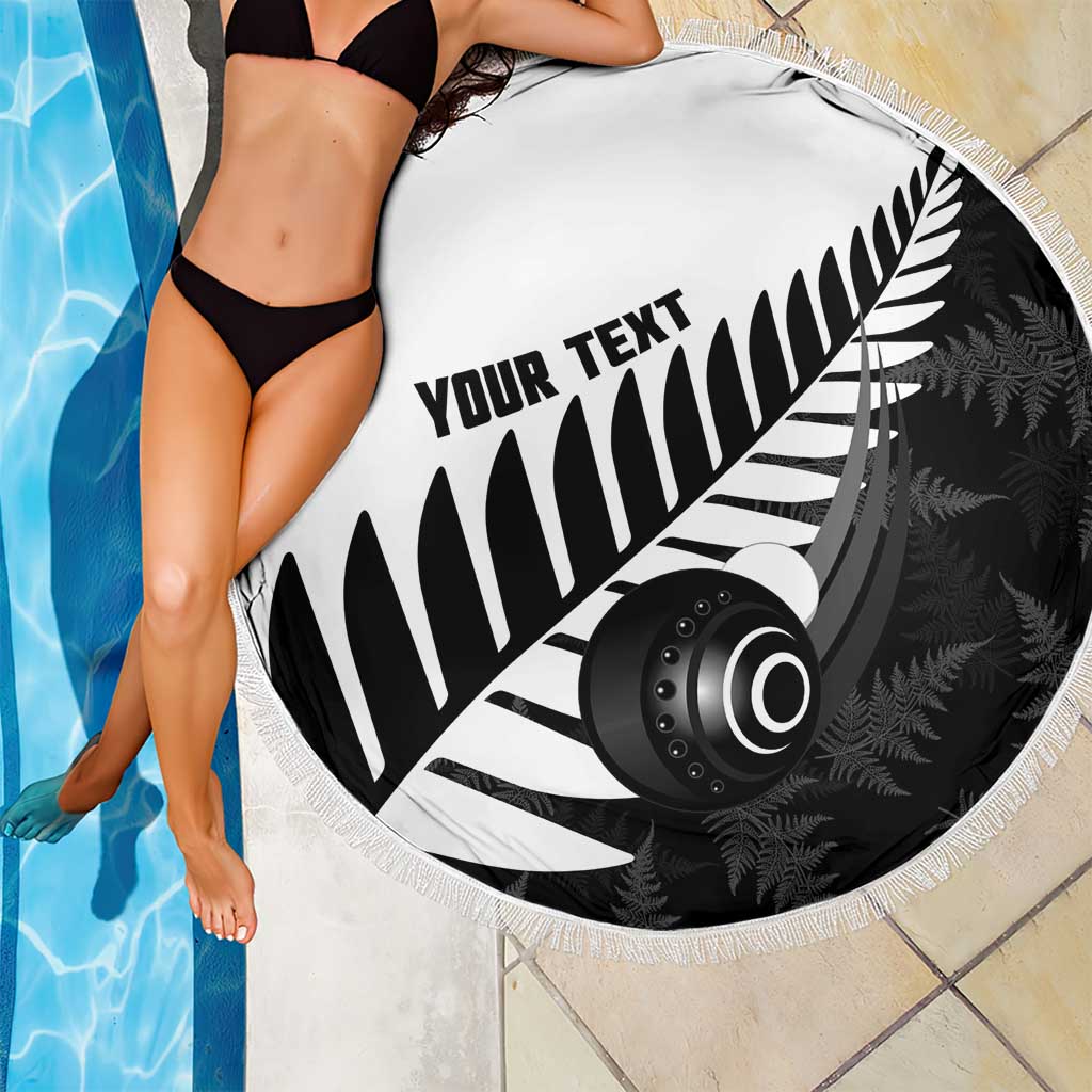 New Zealand Lawn Bowls Custom Beach Blanket Aotearoa Silver Fern - Polynesian Pride