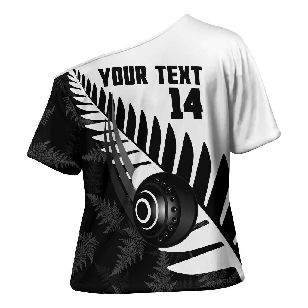 New Zealand Lawn Bowls Custom Cross Shoulder Shirt Aotearoa Silver Fern - Polynesian Pride