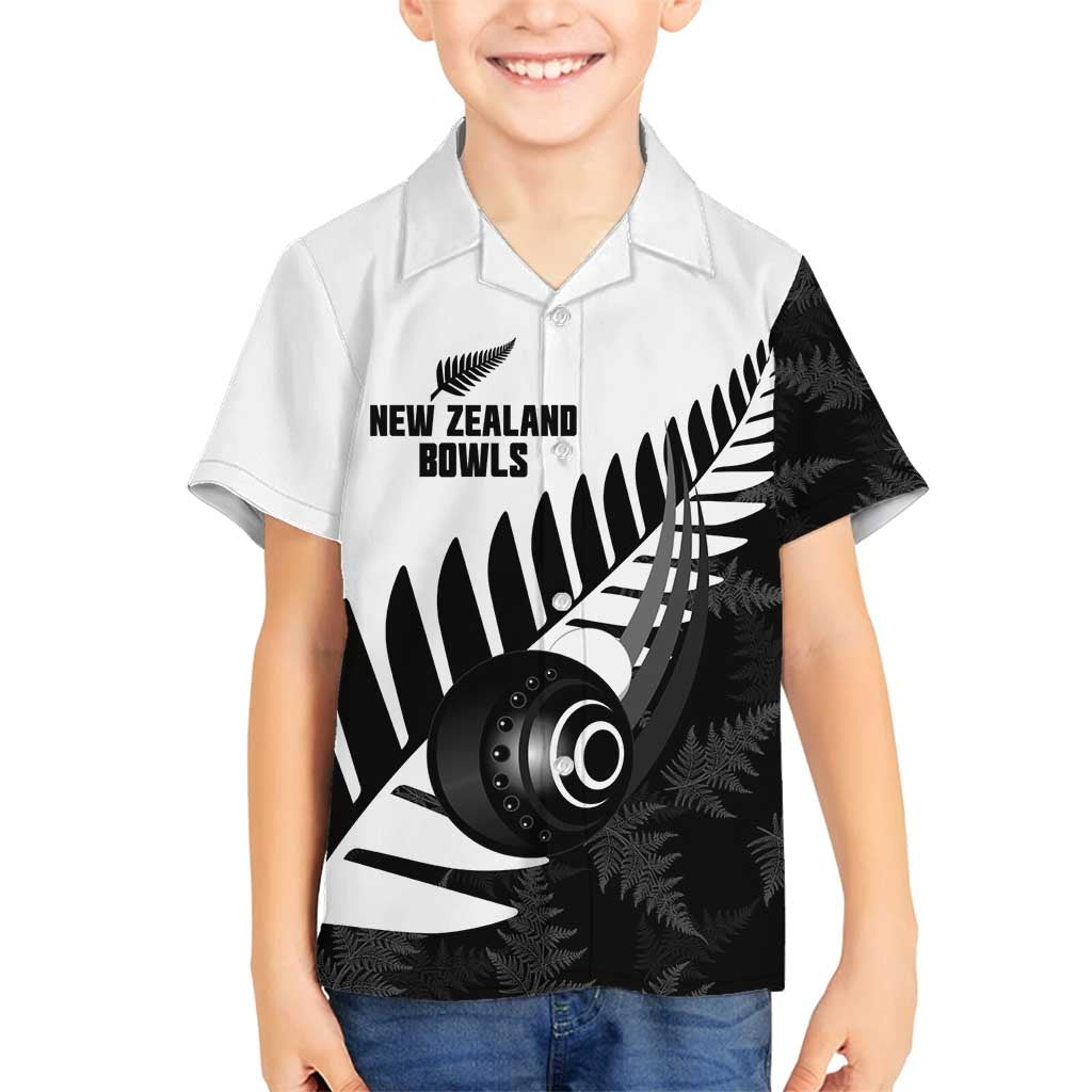 New Zealand Lawn Bowls Custom Family Matching Off Shoulder Short Dress and Hawaiian Shirt Aotearoa Silver Fern - Polynesian Pride