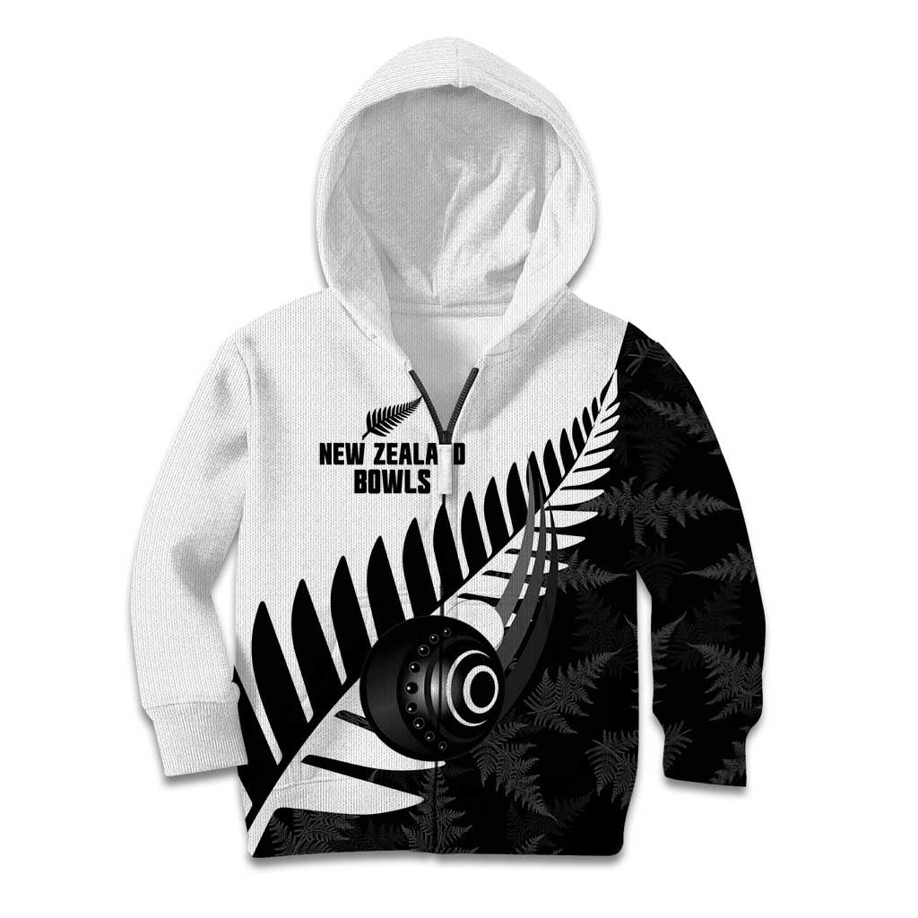 New Zealand Lawn Bowls Custom Kid Hoodie Aotearoa Silver Fern - Polynesian Pride