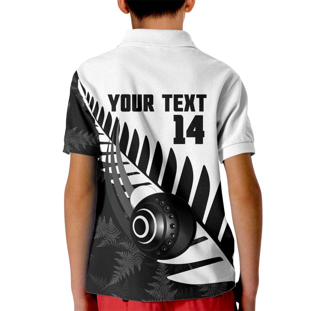 New Zealand Lawn Bowls Custom Kid Polo Shirt Aotearoa Silver Fern - Polynesian Pride