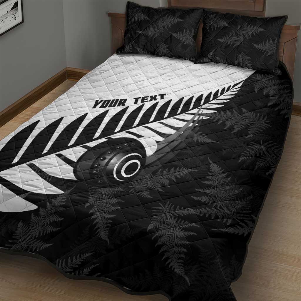 New Zealand Lawn Bowls Custom Quilt Bed Set Aotearoa Silver Fern - Polynesian Pride