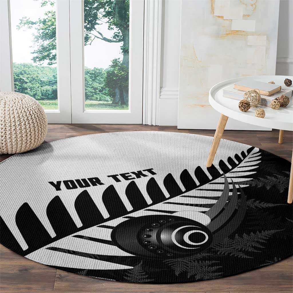 New Zealand Lawn Bowls Custom Round Carpet Aotearoa Silver Fern - Polynesian Pride