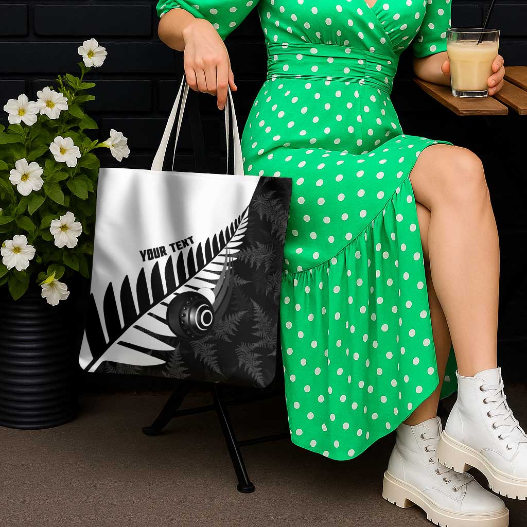 New Zealand Lawn Bowls Custom Tote Bag Aotearoa Silver Fern - Polynesian Pride
