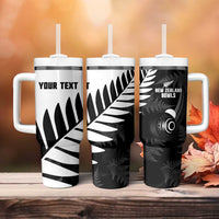 New Zealand Lawn Bowls Custom Tumbler With Handle Aotearoa Silver Fern - Polynesian Pride