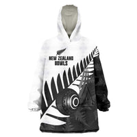 New Zealand Lawn Bowls Custom Wearable Blanket Hoodie Aotearoa Silver Fern - Polynesian Pride